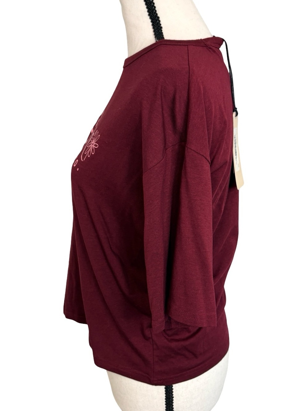 Silver Jeans Co Burgundy Cropped Graphic Tee Size M Y2K Logo T-Shirt - Picture 3 of 10